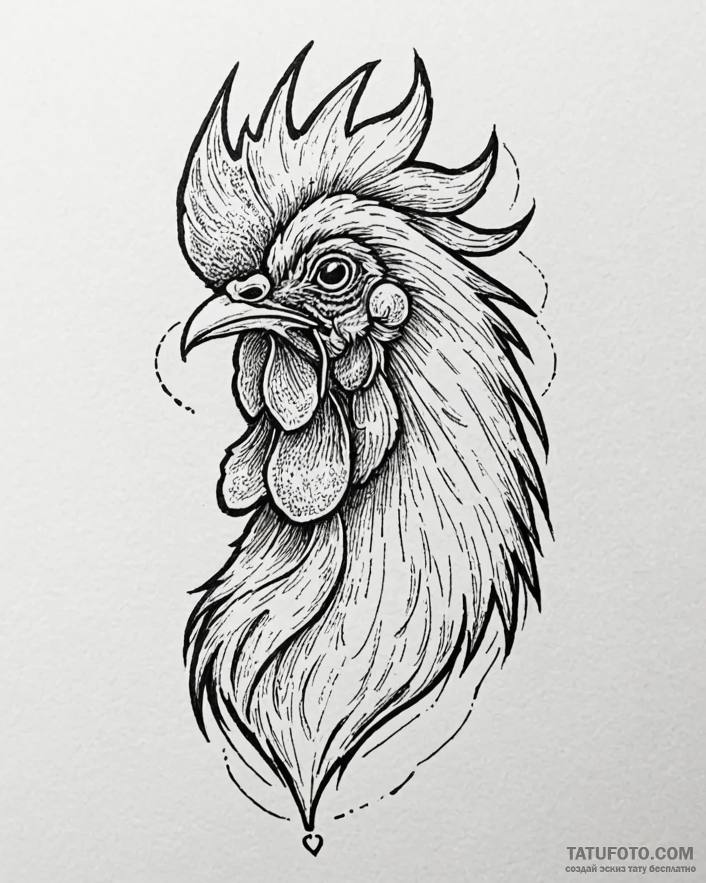 Tattoo sketch, hei hei the rooster with quirk… — эскиз тату (№1753286978_0, 23.07.2025 16:09) — Tatufoto.com