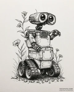Eskizto, tattoo sketch, wall-e planting seed,... - эскиз тату (№1753287241_0, 23.07.2025 16:14) — Tatufoto.com
