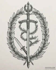 Tat tattoo sketch, police badge entwined with... - эскиз тату (№1753287593_0, 23.07.2025 16:19) — Tatufoto.com