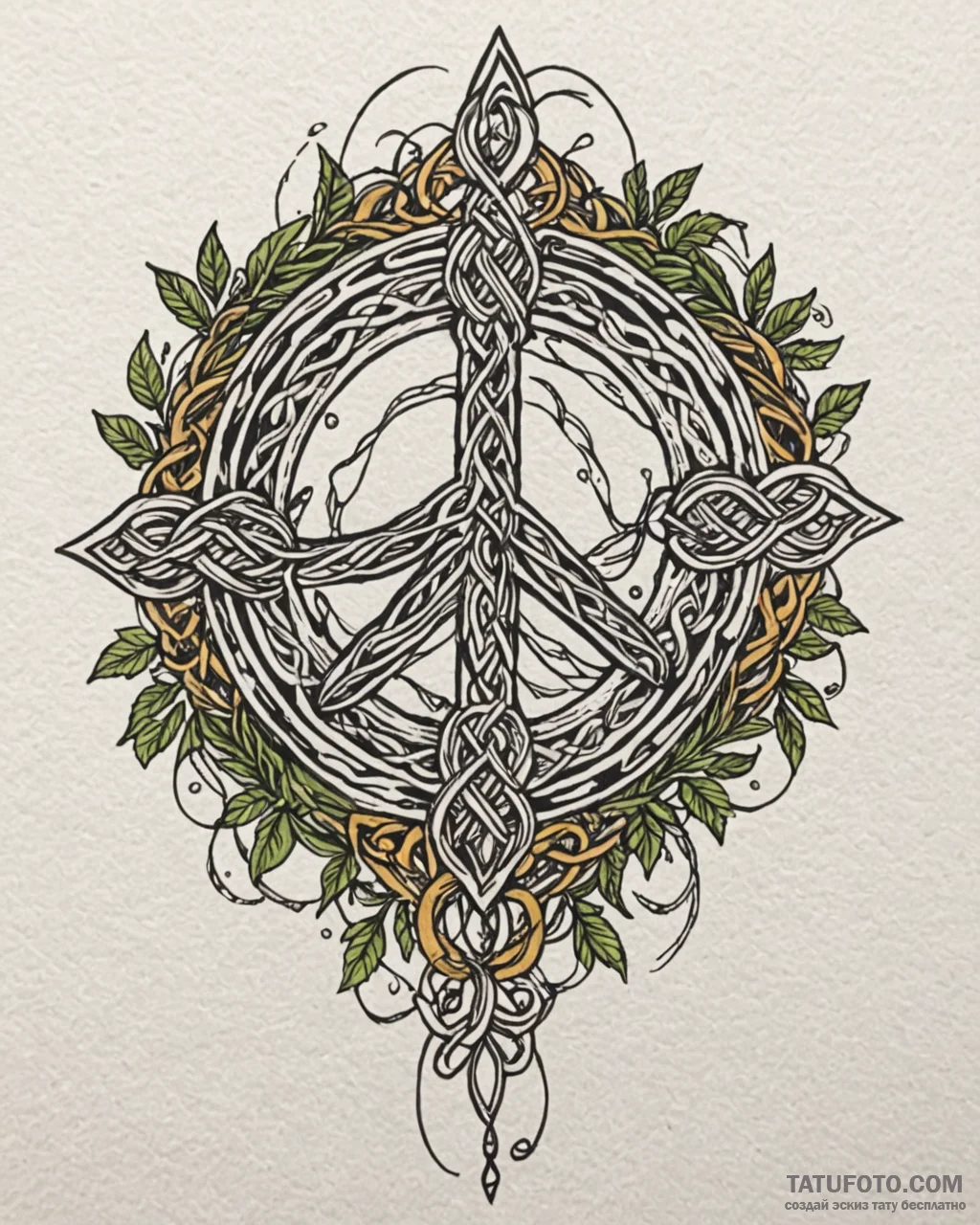 Tat tattoo sketch, sacred olive branch entwin… — эскиз тату (№1753287852_0, 23.07.2025 16:24) — Tatufoto.com