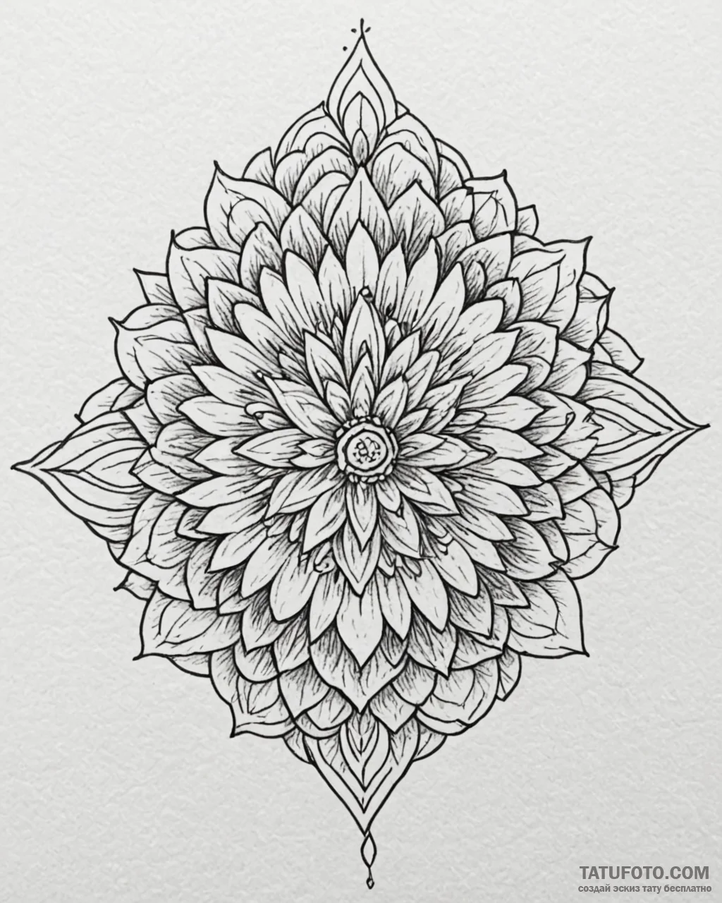 Tat tattoo sketch, floral mandala combining s... - эскиз тату (№1753288123_0, 23.07.2025 16:28) — Tatufoto.com