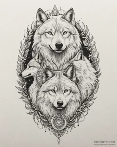 Tattoo sketch, kenai with spirit animal wolve... - эскиз тату (№1753288301_0, 23.07.2025 16:31) — Tatufoto.com