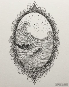 Tat tattoo sketch, wade surfing through cosmi... - эскиз тату (№1753288474_0, 23.07.2025 16:34) — Tatufoto.com
