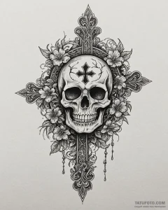 Tat tattoo sketch, gothic skull with ornate i... - эскиз тату (№1753288567_0, 23.07.2025 16:36) — Tatufoto.com