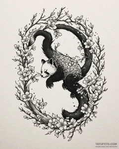Tattoo sketch, mei lee and red panda silhouet... - эскиз тату (№1753288831_0, 23.07.2025 16:40) — Tatufoto.com