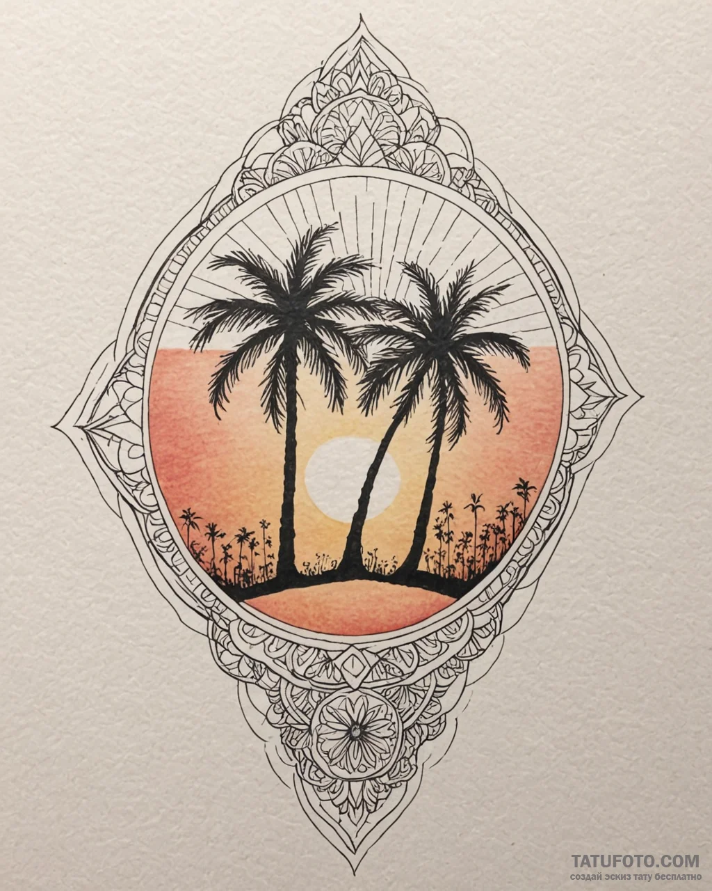 Tat tattoo sketch, palm tree fronds silhouett... - эскиз тату (№1753288916_0, 23.07.2025 16:41) — Tatufoto.com