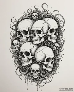 Tat tattoo sketch, skull with curling smoke f... - эскиз тату (№1753289002_0, 23.07.2025 16:43) — Tatufoto.com