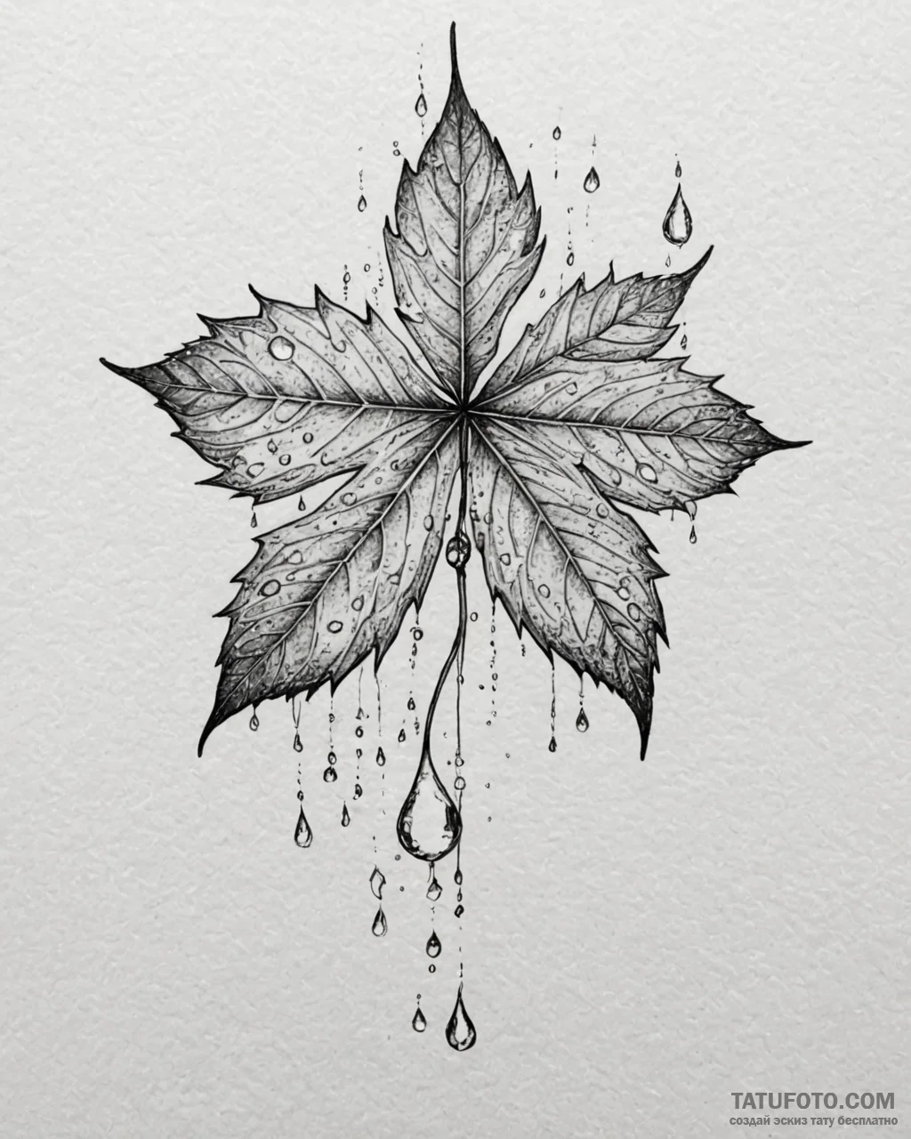 Tat tattoo sketch, hyperrealistic leaf covere... - эскиз тату (№1753289438_0, 23.07.2025 16:50) — Tatufoto.com