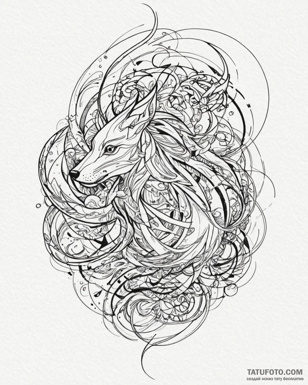 Tat tattoo sketch, abstract animal forms crea... - эскиз тату (№1753289533_0, 23.07.2025 16:52) — Tatufoto.com