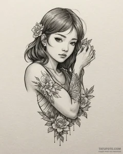 Tattoo sketch, chihiro holding hands with hak... - эскиз тату (№1753289983_0, 23.07.2025 16:59) — Tatufoto.com