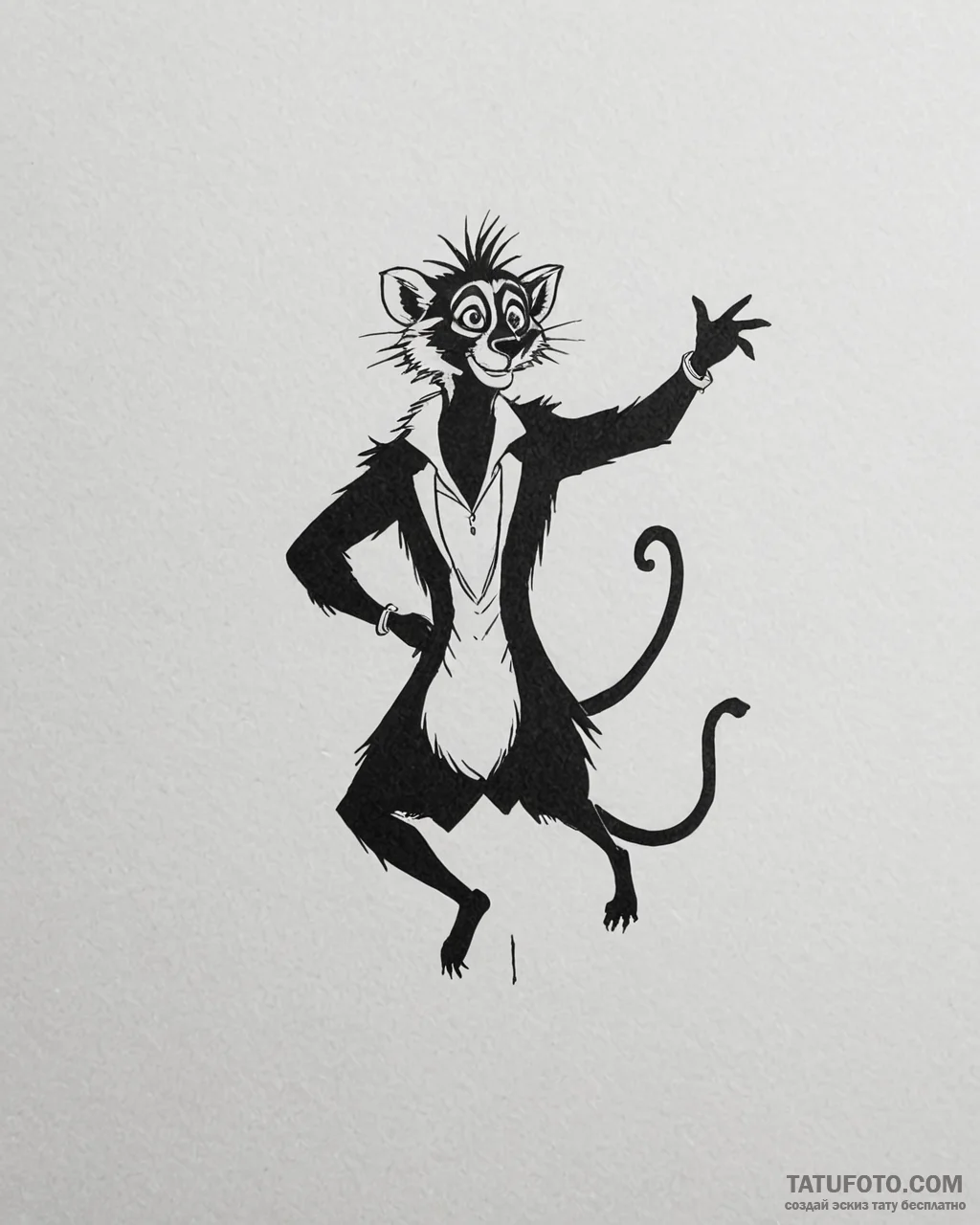 Eskizto, tattoo sketch, king julien silhouett... - эскиз тату (№1753290071_0, 23.07.2025 17:01) — Tatufoto.com