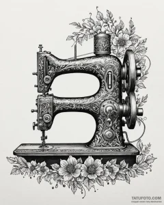 Tat tattoo sketch, fashion designer’s sewing... - эскиз тату (№1753290337_0, 23.07.2025 17:05) — Tatufoto.com