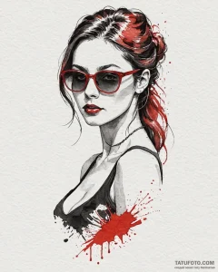 Tattoo sketch, holley shiftwell with sunglass... - эскиз тату (№1753290692_0, 23.07.2025 17:11) — Tatufoto.com