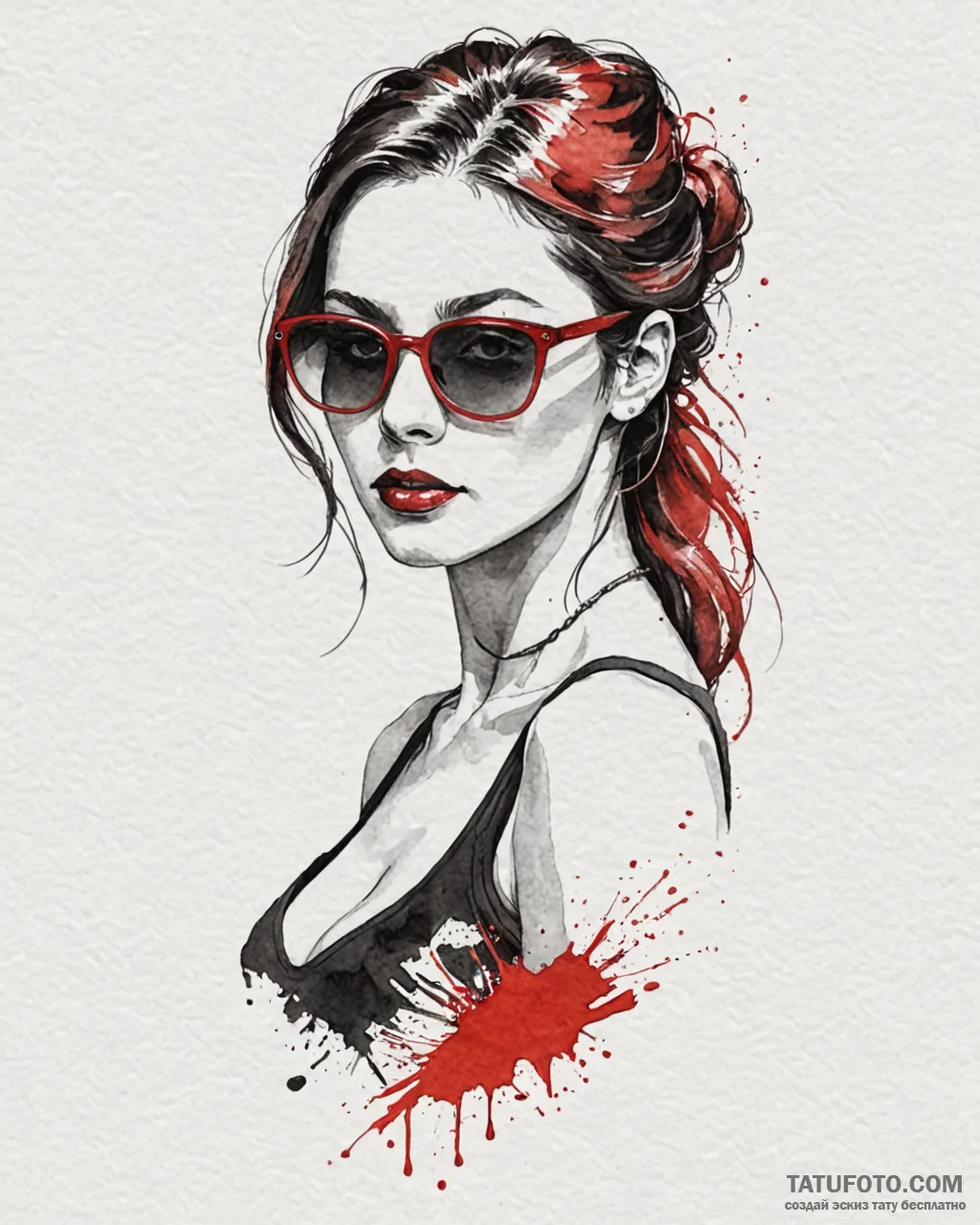 Tattoo sketch, holley shiftwell with sunglass... - эскиз тату (№1753290692_0, 23.07.2025 17:11) — Tatufoto.com