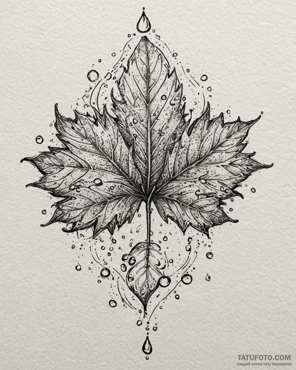 Tat tattoo sketch, hyperrealistic leaf covere... - эскиз тату (№1753290872_0, 23.07.2025 17:14) — Tatufoto.com