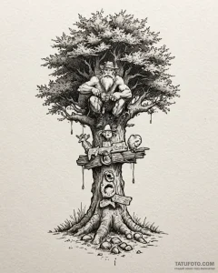 Tattoo sketch, obelix and dogmatix hiding beh... - эскиз тату (№1753291146_0, 23.07.2025 17:19) — Tatufoto.com