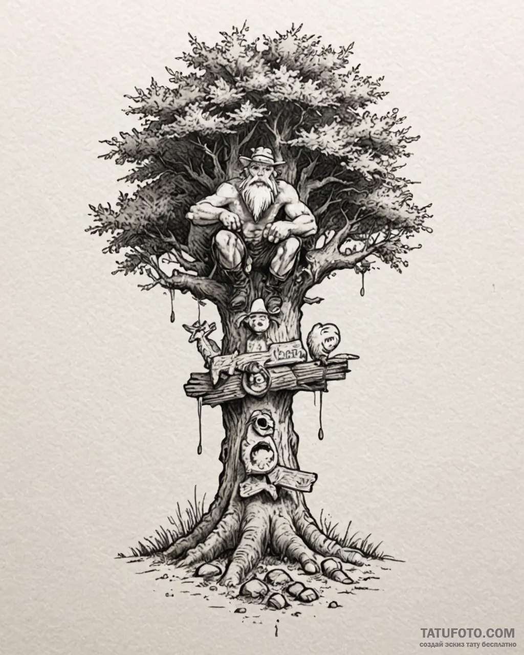 Tattoo sketch, obelix and dogmatix hiding beh... - эскиз тату (№1753291146_0, 23.07.2025 17:19) — Tatufoto.com