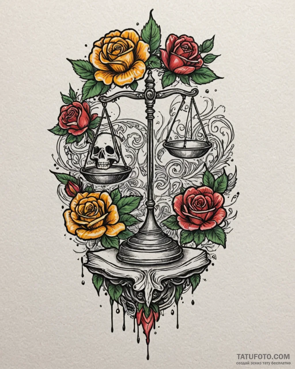 Tat tattoo sketch, lawyer’s scales balanced w... - эскиз тату (№1753291594_0, 23.07.2025 17:26) — Tatufoto.com