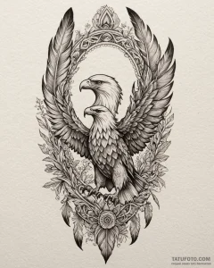 Tattoo sketch, spirit standing on rock with e... - эскиз тату (№1753292760_0, 23.07.2025 17:46) — Tatufoto.com