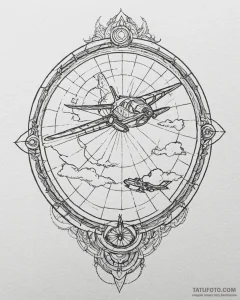 Tattoo sketch, pilot cockpit view with detail... - эскиз тату (№1753292931_0, 23.07.2025 17:48) — Tatufoto.com