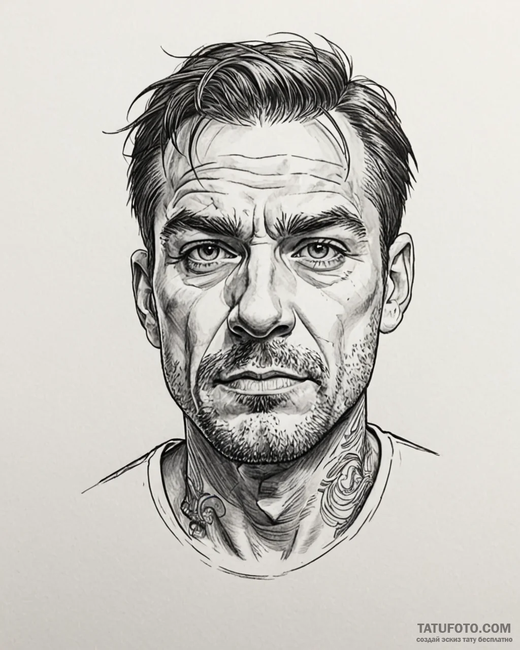 Tattoo sketch, ralph’s face with intense eyes… — эскиз тату (№1753293359_0, 23.07.2025 17:55) — Tatufoto.com