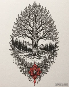 Tat tattoo sketch, sacred symbols merged with... - эскиз тату (№1753293794_0, 23.07.2025 18:03) — Tatufoto.com