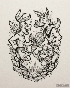 Tattoo sketch, asterix and obelix duo silhoue... - эскиз тату (№1753294051_0, 23.07.2025 18:07) — Tatufoto.com