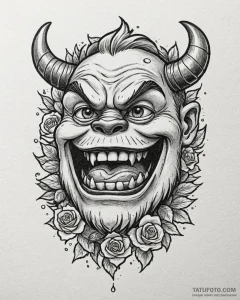 Tattoo sketch, sulley’s face close-up with sm... - эскиз тату (№1753294134_0, 23.07.2025 18:08) — Tatufoto.com