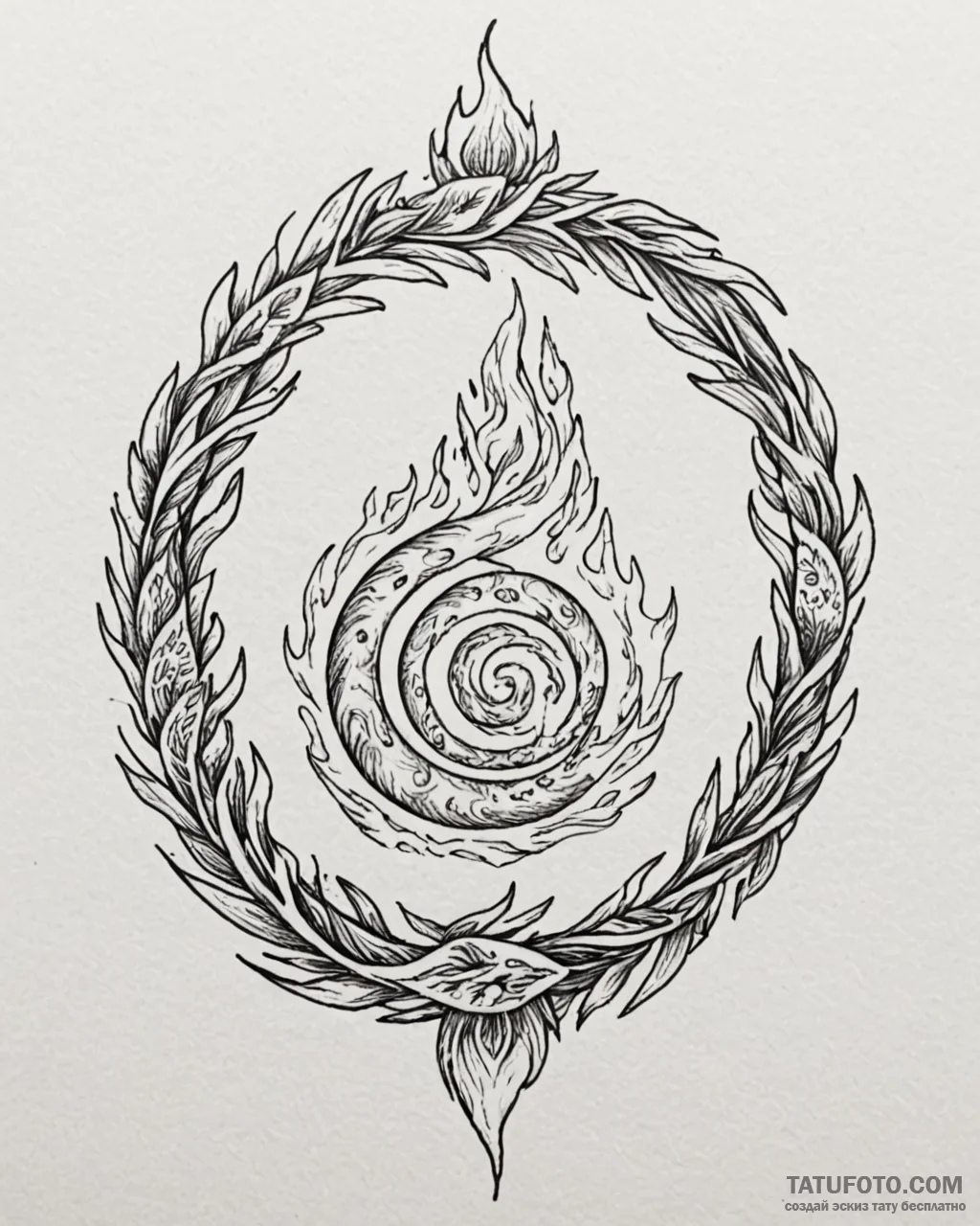 Tat tattoo sketch, elemental magic depiction... - эскиз тату (№1753294217_0, 23.07.2025 18:10) — Tatufoto.com