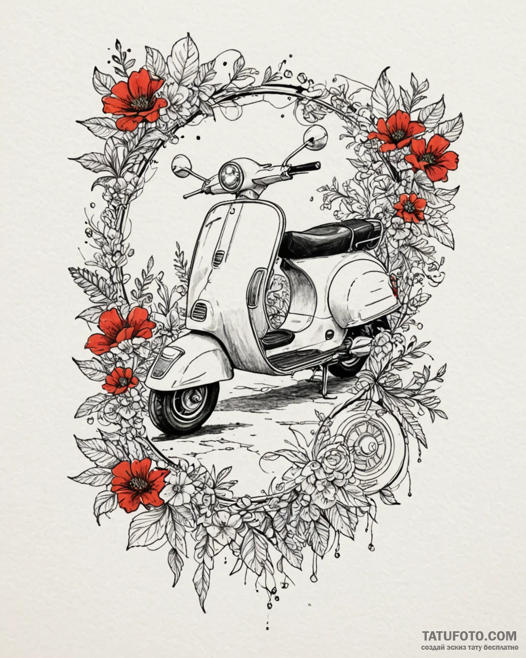 Tattoo sketch, luca and alberto riding vespa... - эскиз тату (№1753294307_0, 23.07.2025 18:11) — Tatufoto.com