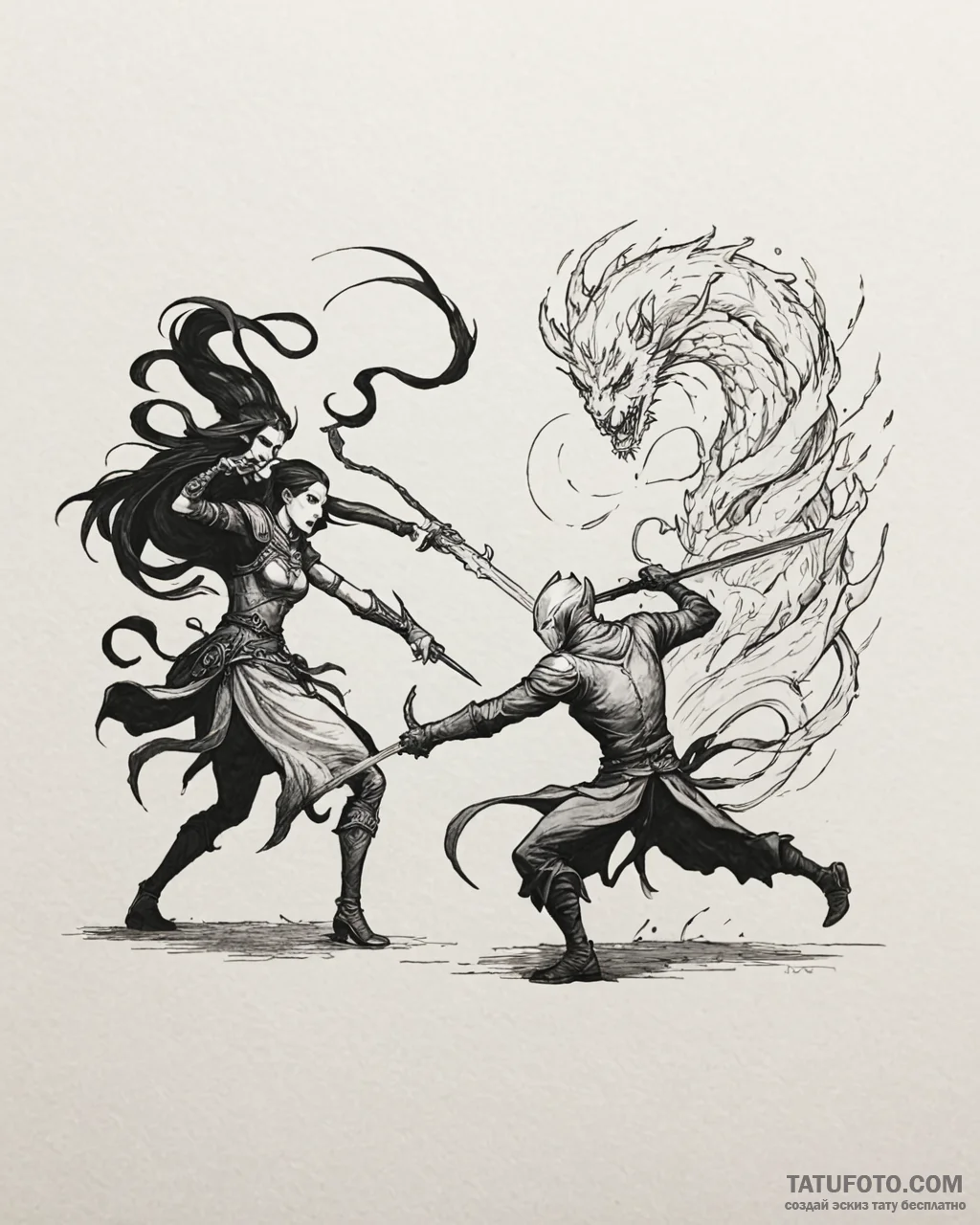 Tat tattoo sketch, ballister and nimona fight... - эскиз тату (№1753294741_0, 23.07.2025 18:19) — Tatufoto.com