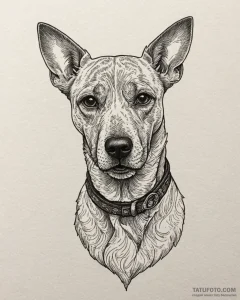 Tat tattoo sketch, vintage style dog portrait... - эскиз тату (№1753297075_0, 23.07.2025 18:57) — Tatufoto.com
