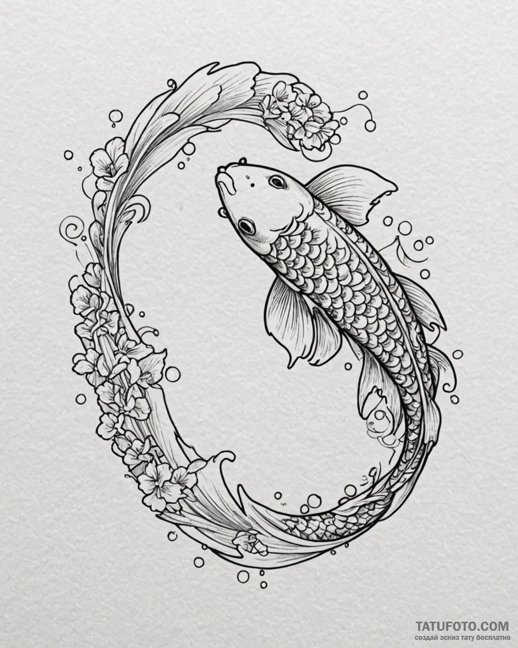 Tattoo sketch, shimmering koi fish with spark... - эскиз тату (№1753297497_0, 23.07.2025 19:04) — Tatufoto.com