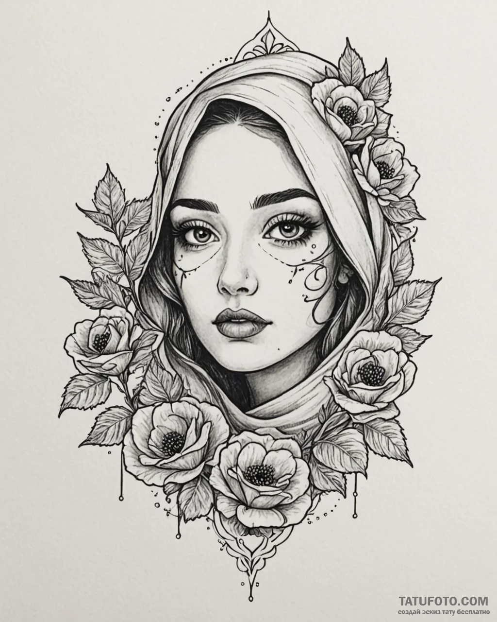 Tat tattoo sketch, poppy’s eyes sparkling wit... - эскиз тату (№1753297580_0, 23.07.2025 19:06) — Tatufoto.com