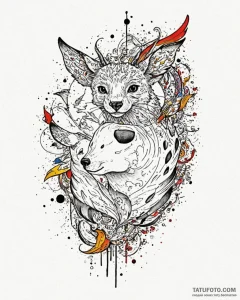 Tat tattoo sketch, colorful splash patterns f... - эскиз тату (№1753297924_0, 23.07.2025 19:12) — Tatufoto.com