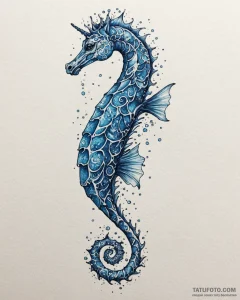Tat tattoo sketch, sea horse with sparkling b... - эскиз тату (№1753298446_0, 23.07.2025 19:20) — Tatufoto.com