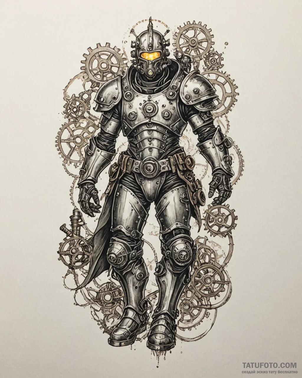 Tat tattoo sketch, god-like warrior in steamp... - эскиз тату (№1753298958_0, 23.07.2025 19:29) — Tatufoto.com