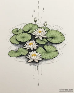 Tattoo sketch, white water lilies floating on... - эскиз тату (№1753299125_0, 23.07.2025 19:32) — Tatufoto.com