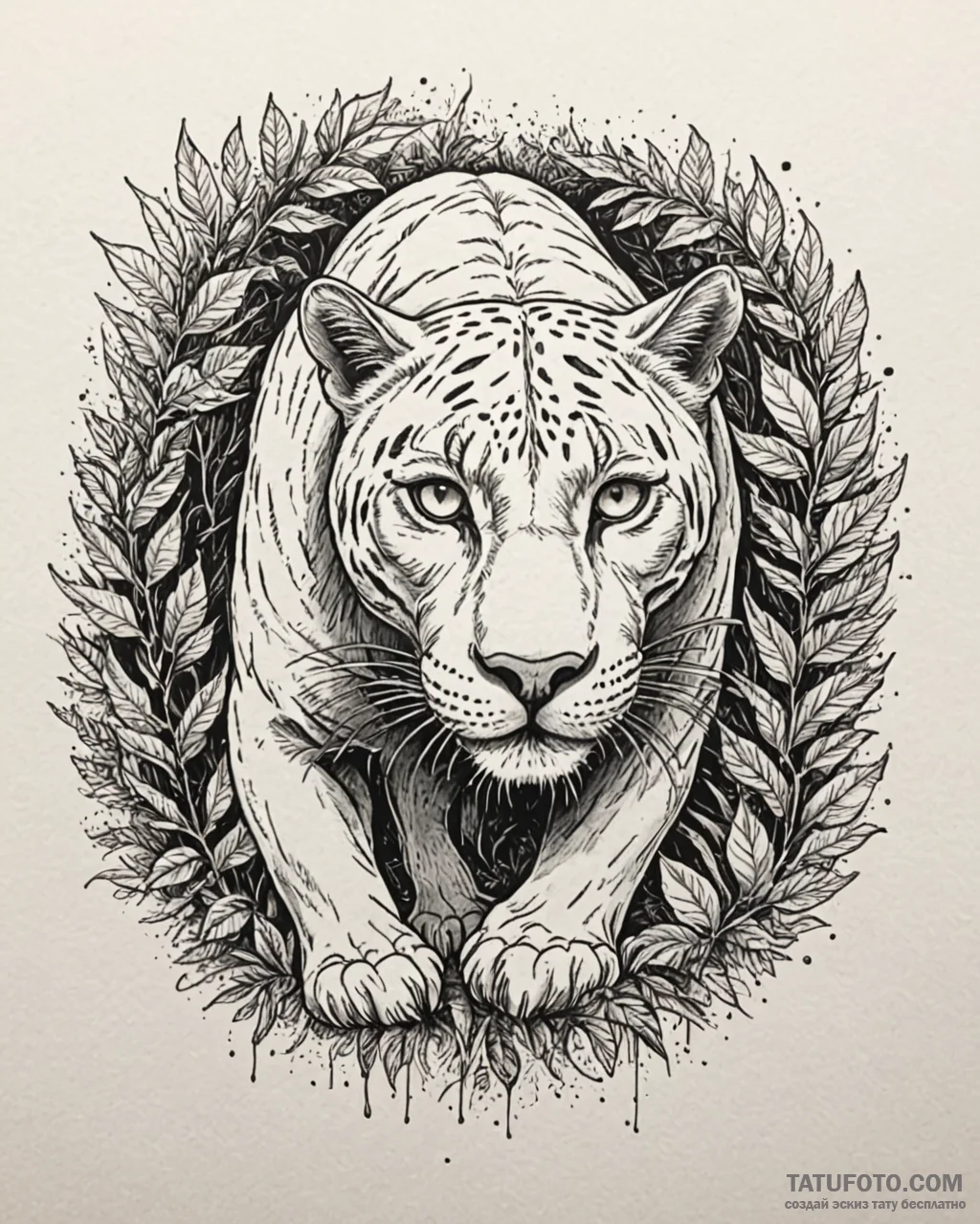Tattoo sketch, panther prowling through jungl... - эскиз тату (№1753299301_0, 23.07.2025 19:35) — Tatufoto.com