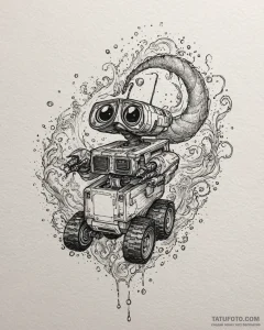 Eskizto, tattoo sketch, wall-e curious eyes c... - эскиз тату (№1753299564_0, 23.07.2025 19:39) — Tatufoto.com