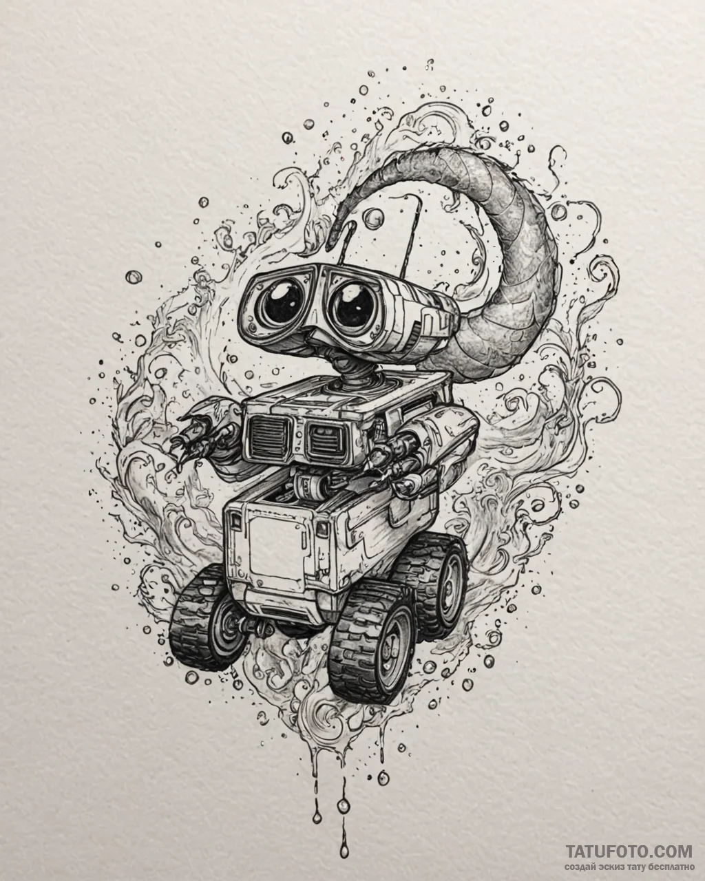 Eskizto, tattoo sketch, wall-e curious eyes c... - эскиз тату (№1753299564_0, 23.07.2025 19:39) — Tatufoto.com