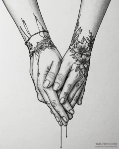 Tattoo sketch, judy and nick holding hands, e... - эскиз тату (№1753299817_0, 23.07.2025 19:43) — Tatufoto.com