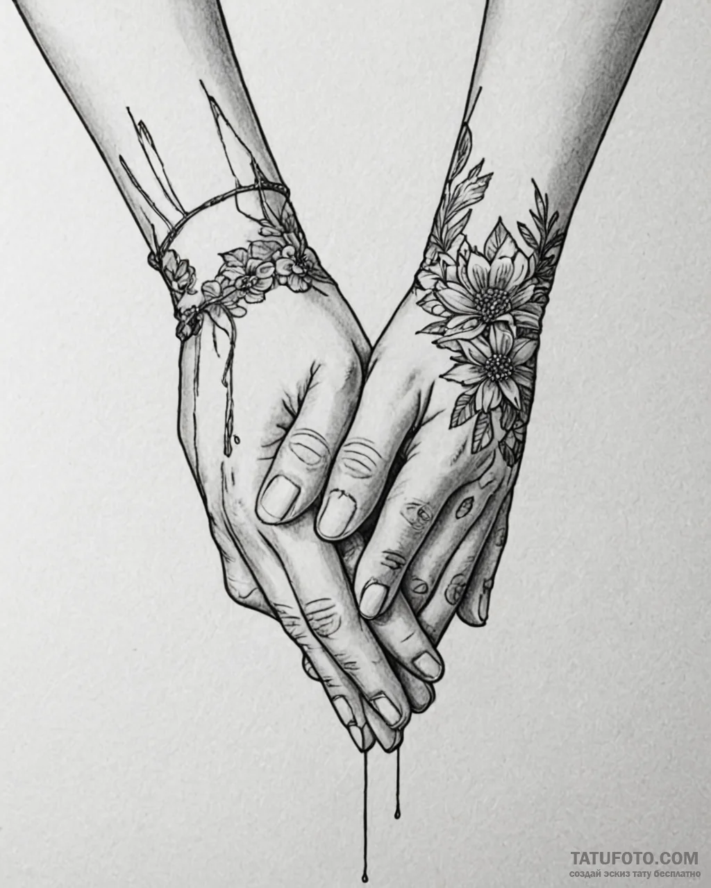 Tattoo sketch, judy and nick holding hands, e… — эскиз тату (№1753299817_0, 23.07.2025 19:43) — Tatufoto.com