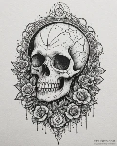 Tat tattoo sketch, skull decorated with occul... - эскиз тату (№1753299903_0, 23.07.2025 19:45) — Tatufoto.com