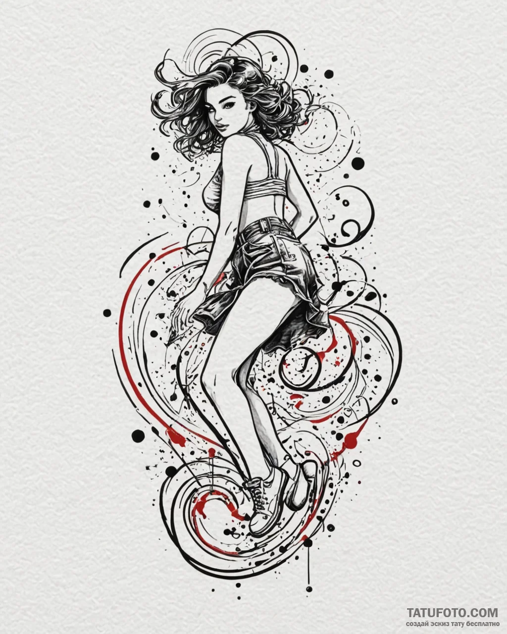 Eskizto, tattoo sketch, fender dancing with s… — эскиз тату (№1753299988_0, 23.07.2025 19:46) — Tatufoto.com