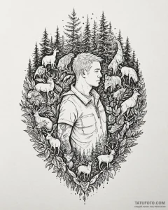 Tat tattoo sketch, ecologist blending into lu... - эскиз тату (№1753300944_0, 23.07.2025 20:02) — Tatufoto.com