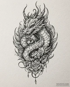 Tattoo sketch, po’s paw prints with dragon sy... - эскиз тату (№1753301033_0, 23.07.2025 20:03) — Tatufoto.com