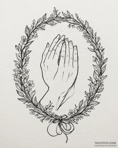 Tat tattoo sketch, prayer hands wrapped in vi... - эскиз тату (№1753301651_0, 23.07.2025 20:14) — Tatufoto.com