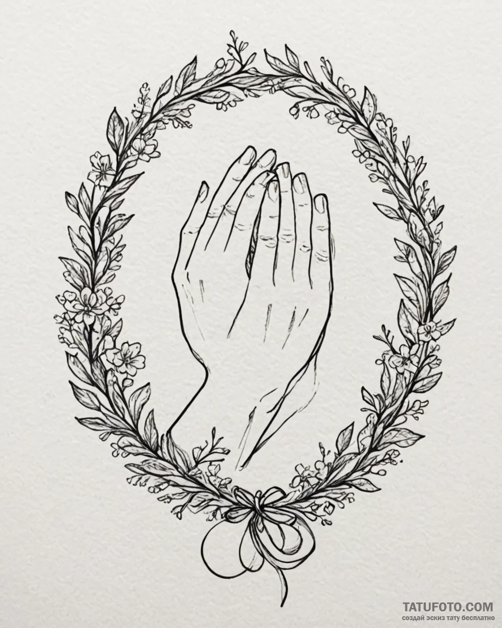 Tat tattoo sketch, prayer hands wrapped in vi... - эскиз тату (№1753301651_0, 23.07.2025 20:14) — Tatufoto.com