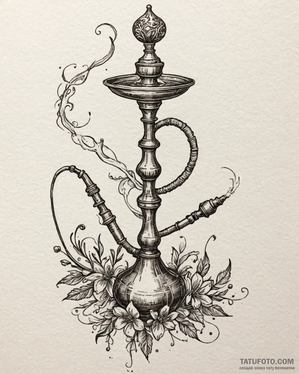 Tat tattoo sketch, hookah glowing with intric... - эскиз тату (№1753301930_0, 23.07.2025 20:18) — Tatufoto.com